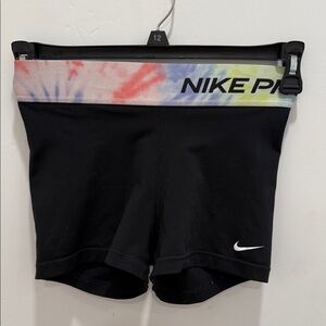Nike Women's Black Shorts with Tie-Dye Waistband